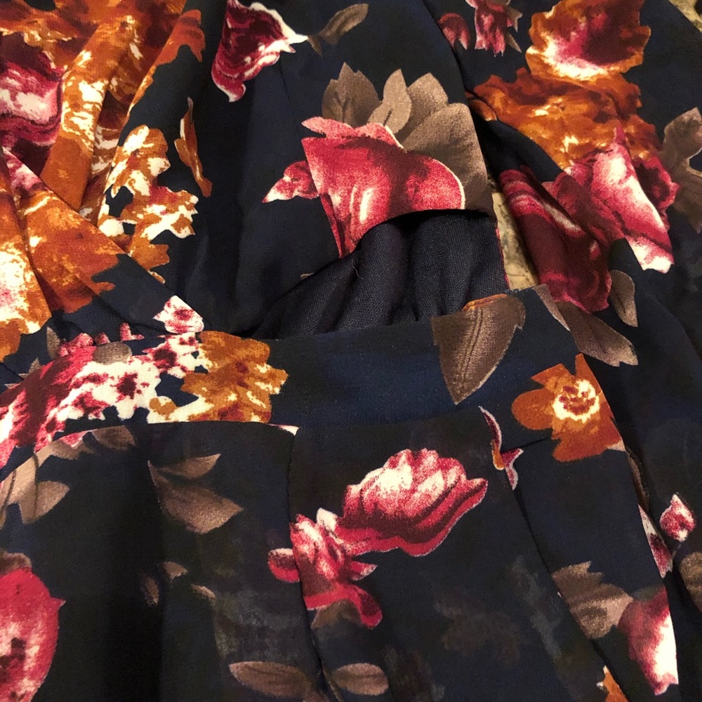 Floral romper with slits on side